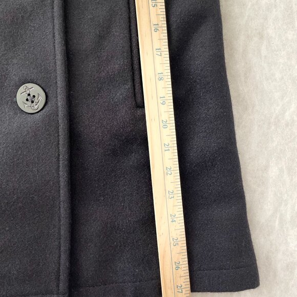 Vintage Lands' End Womens Black Classic Wool Blend Double Breasted Pea Coat Sz10 - Picture 9 of 11